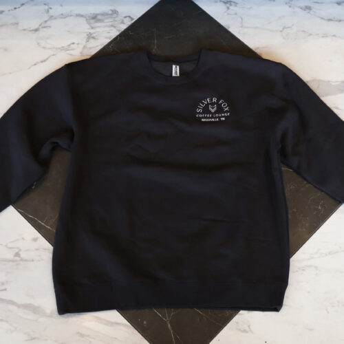 Grey Crew Neck Sweatshirt with Silver Fox Embroidery