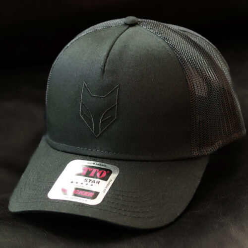 Black on Black Silver Fox Head Logo Hat