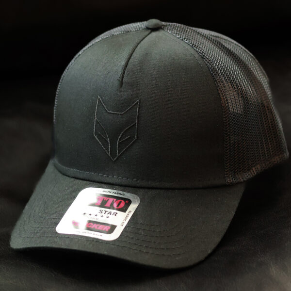 MERCH-hat-blk Black on Black Silver Fox Head Logo Hat