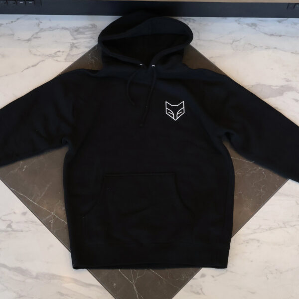 MERCH-hoodie-black_front Black Hoodie with White Silver Fox Logo
