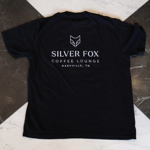 Black Comfort Colors T-shirt with Silver Fox Logo